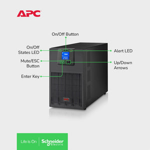 APC SRV3KI-E Easy UPS On-Line, 3kVA/2700W, Tower, 230V, 6x IEC C13 + 1x IEC C19 outlets, Intelligent Card Slot, LCD / 2YRS WARRANTY