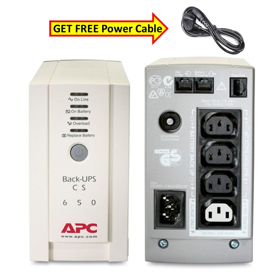 [Get FREE Power Cable] APC Back-UPS CS 650VA, 230V, 4 IEC outlets (1 surge)  BK650-AS