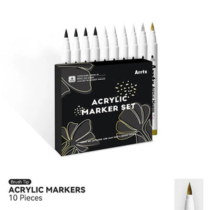 Arrtx Acrylic Paint Pens 10 Pack Brush Tip Paint Markers