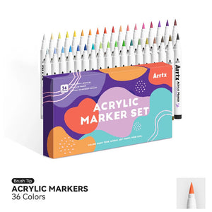 Arrtx 36 Colors Acrylic Paint Marker Brush Tip paint Pens