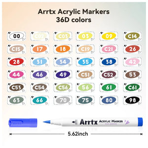 Arrtx 36 Colors Acrylic Paint Marker Brush Tip paint Pens