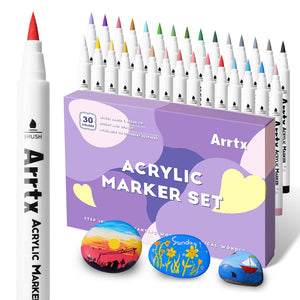 Arrtx Acrylic Marker Set of 30A Brush Paint Pens Pastel Colors