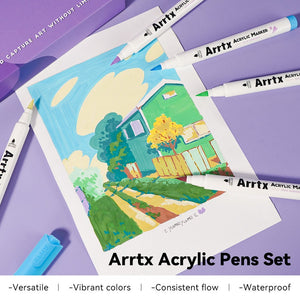 Arrtx Acrylic Marker Set of 30A Brush Paint Pens Pastel Colors