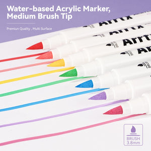 Arrtx Acrylic Marker Set of 30A Brush Paint Pens Pastel Colors