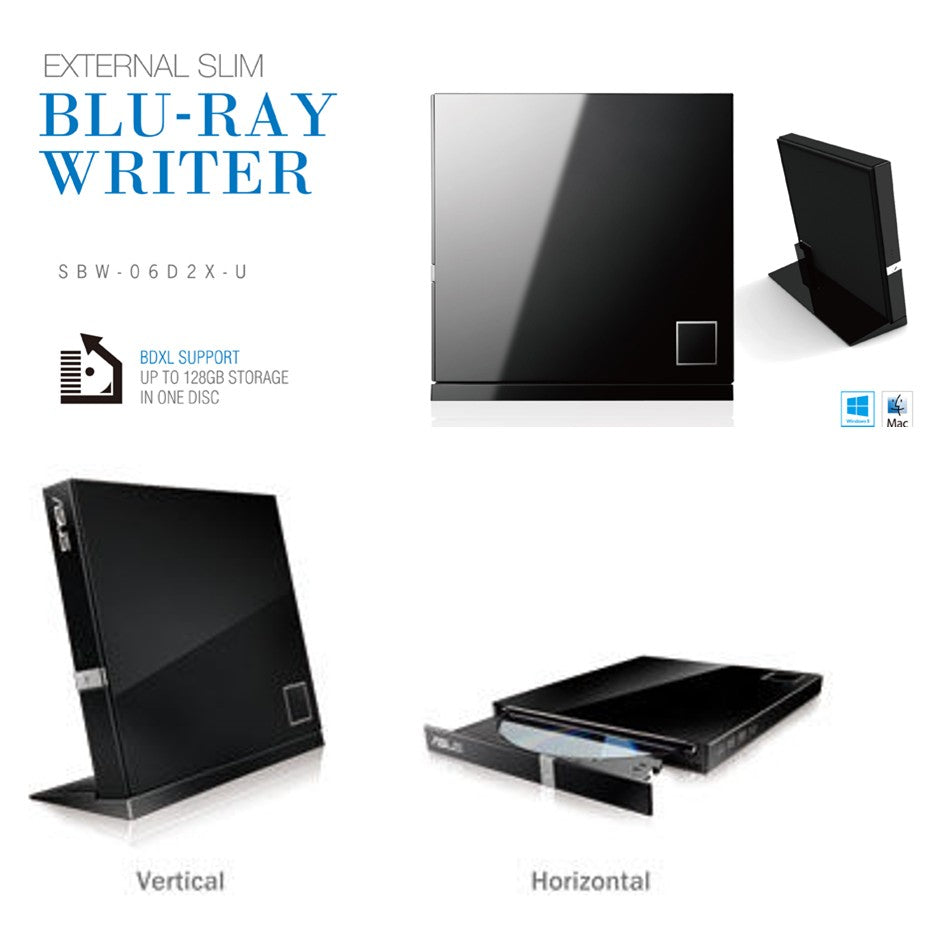 ASUS SBW-06D2X-U Portable External 6X Blu-ray slim portable Wiriter / Burner USB2.0 Type A