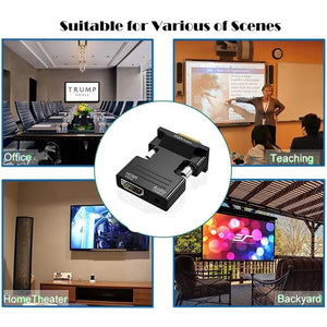 HDMI to VGA Adaptor with audio / Convert HDMI Female Input to VGA Male Output converter