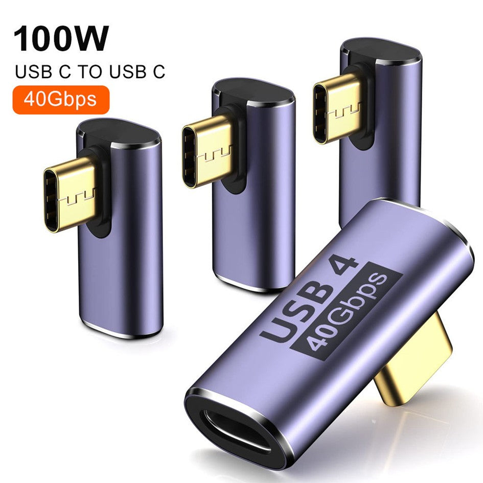 USB C Female to USB C Male 90 Degree Right Angle USB4 Thunderbolt 40Gbps Type C Converter Male Female Extension OTG Plug 100W