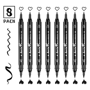 Arrtx 8 Pack Black Colors Acrylic Paint Marker Dual Tip
