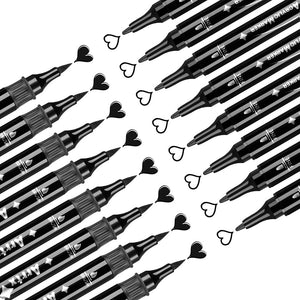 Arrtx 8 Pack Black Colors Acrylic Paint Marker Dual Tip