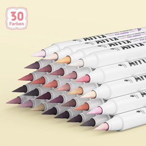 Arrtx 30 Colors Acrylic Markers Skin Tone Paint Pens Brush Tip 30C Set Skintone
