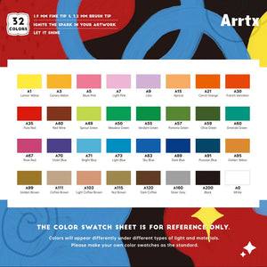Arrtx 32 Colors Acrylic Marker Set of 32 ( Dark) Dual Tip Paint Pens