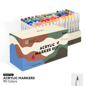 Arrtx 90 Colors Acrylic Markers Paint Pens Marker Brush Tip
