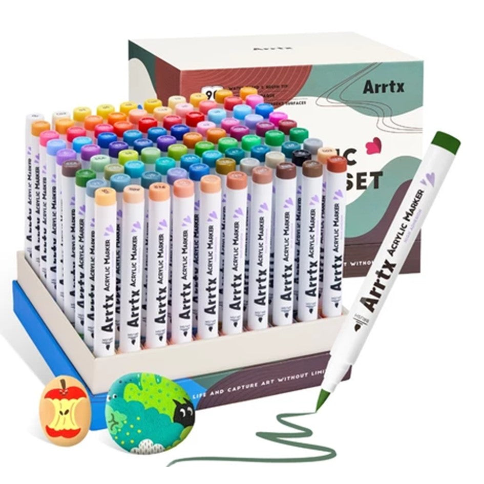 Arrtx 90 Colors Acrylic Markers Paint Pens Marker Brush Tip – Alltronic ...