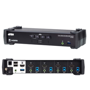 4-Port USB3.0 4K HDMI KVMP Switch with Audio Mixer Mode ATEN CS1824