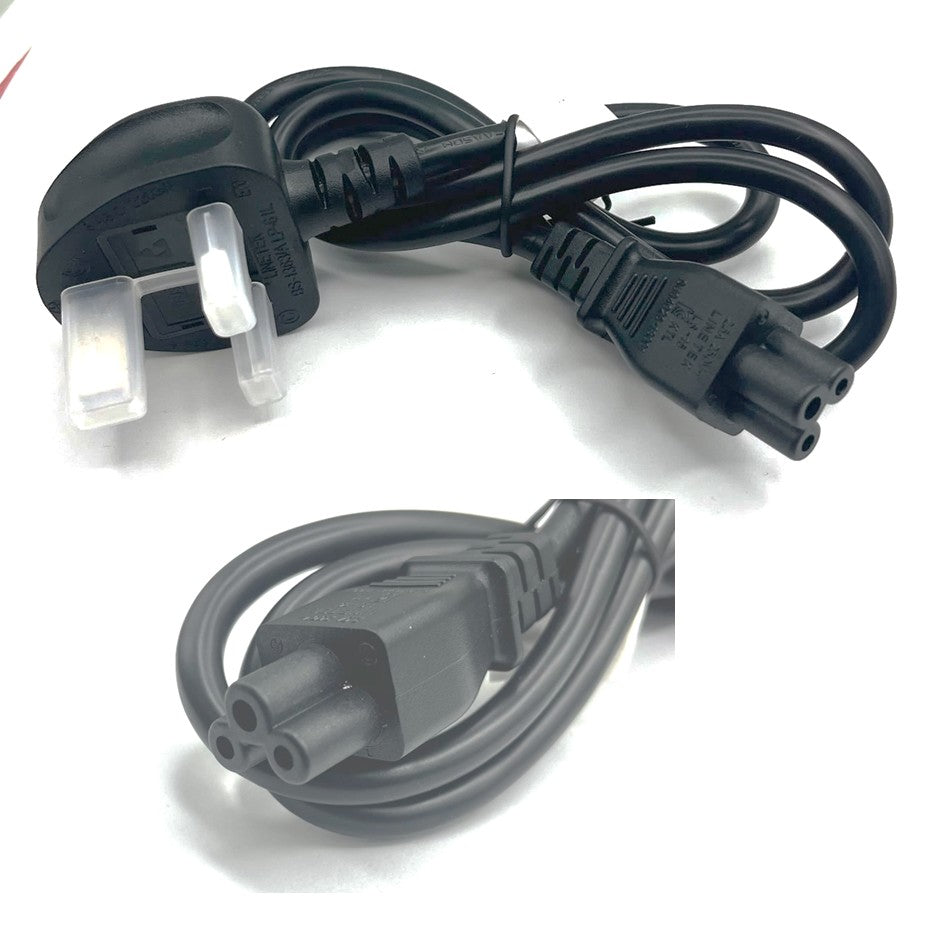 Power Cord 3Pin UK to C5 (Notebook) 1 Meter 3x0.75mm2 3A /250V Linetek with Safety Approved Mark-( 2pcs)