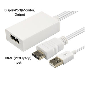 Cabletime HDMI to DisplayPort Adaptor / Convert HDMI to DP /Hdmi Input to DP output with USB power Cable AV582-HDDP-W0.2