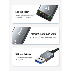 USB 3.0 to Gigabit Ethernet Adapter 1000Mbps RJ45 Cabletime