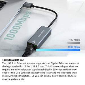 USB 3.0 to Gigabit Ethernet Adapter 1000Mbps RJ45 Cabletime