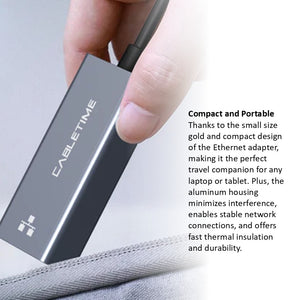 USB 3.0 to Gigabit Ethernet Adapter 1000Mbps RJ45 Cabletime