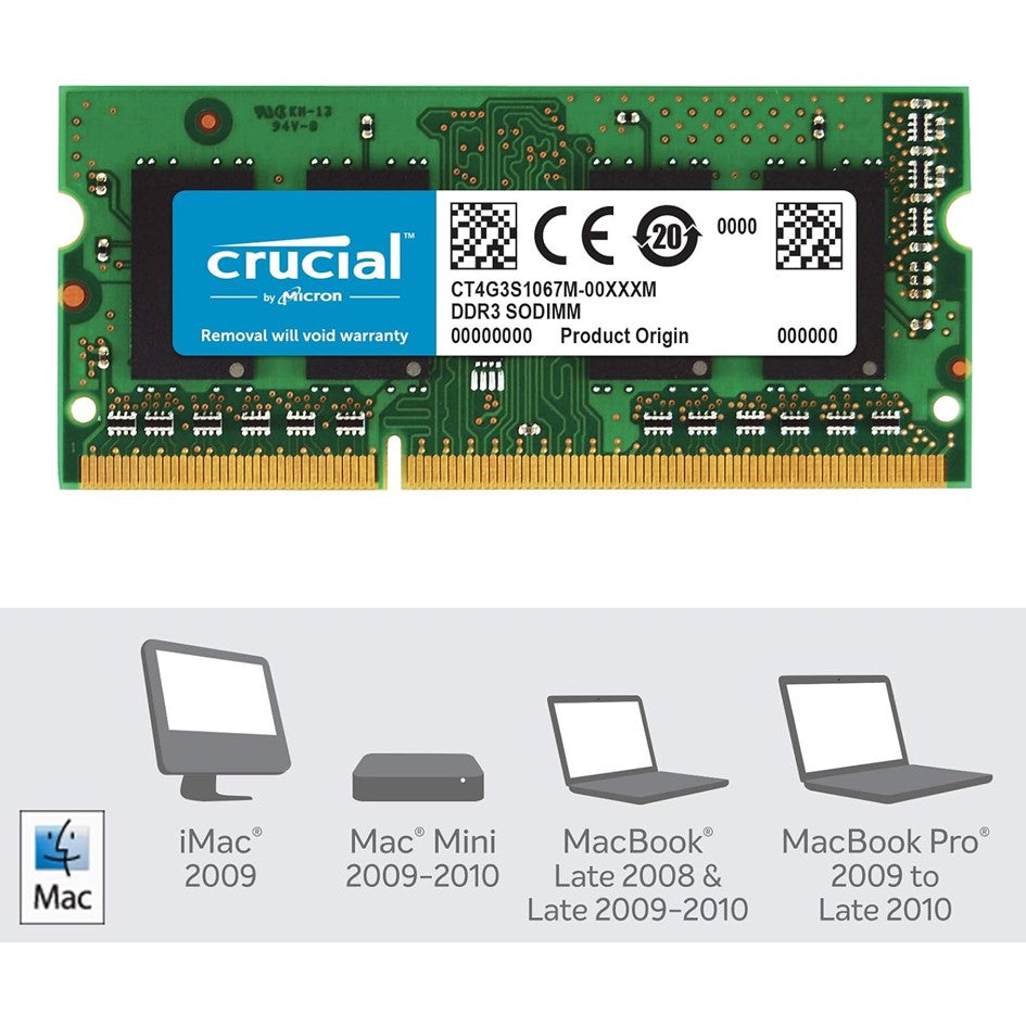 Crucial DDR3 1066 MHZ 4GB Mac CT4G3S1067M Sodimm – Alltronic