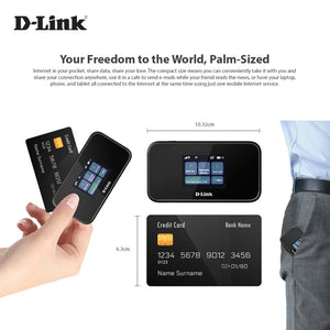 D-Link DWR-X2102 5G/LTE 4G/LTE Mobile Travel WiFi 6 Router/5G NR MIFI /Hotspot with LCD Touchscreen Nano Sim Slot