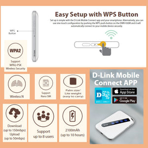 D-Link DWR-930M 4G LTE Mobile Router Support NANO Sim Card / Dlink Sim Card Mi-Fi 3YRS Warranty