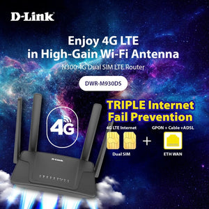 D-Link DWR-M930DS N300 4G Dual SIM LTE Router ( Nano sim Card)