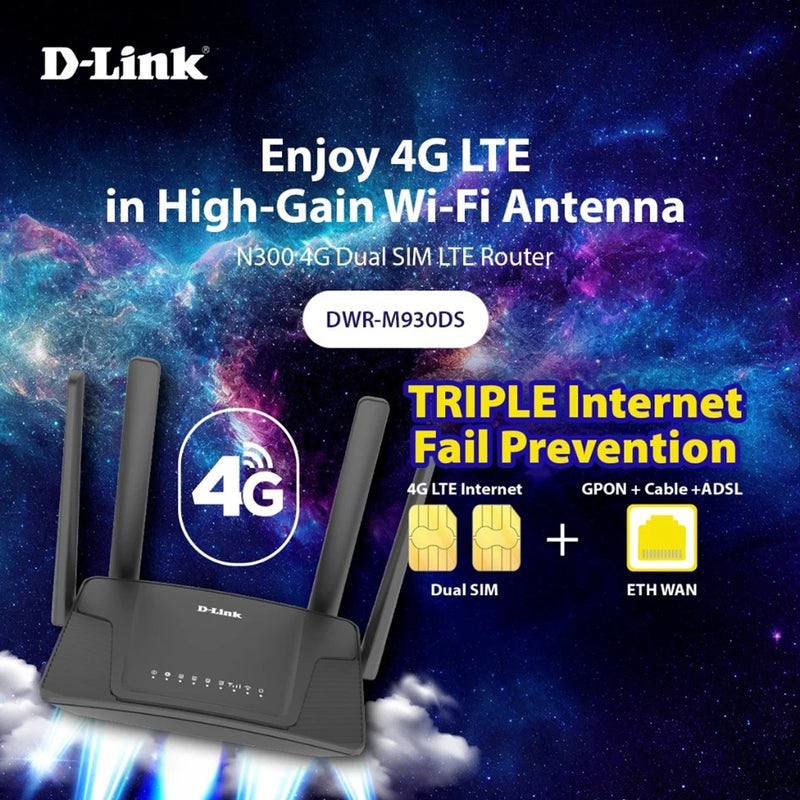 D-Link DWR-M930DS N300 4G Dual SIM LTE Router ( Nano sim Card ...