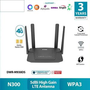 D-Link DWR-M930DS N300 4G Dual SIM LTE Router ( Nano sim Card)