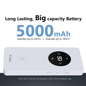 D-Link DWR-U2000 5G Mobile Router Wi-Fi Hostpot | 5G NR SA and NSA | 5G/4G/LTE | WPA3 | 5000mAH | upto 32 devices DLINK