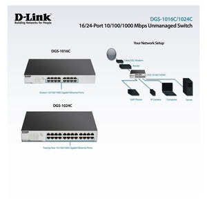 D-link DGS-1016C 16-Port Gigabit Unmanaged Desktop /Rackmount Switch In Metal Casing