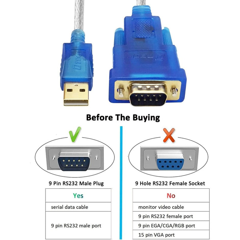 Dtech USB2.0 to Serial RS232 DB9 Cable FDTI Chipset 0.5M / 1M / 1.5M ...