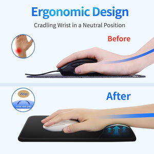 Ergonomic Mouse Pad with wrist support , Pain Relief  Non Slip Mousepad H-05 Black / Mouse Pad H-05 / H05 Black