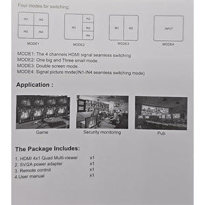 HDMI 4x1 Quad Multi-Viewer Screen Segmentation with seamless switch