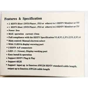 HDTV HDMI Bi-Directional Switch / HDTV to HDTV + Audio 3D 4K
