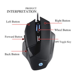 HP G200 Backlit USB Wired Gaming Mouse, Customizable Buttons up to 4000 DPI