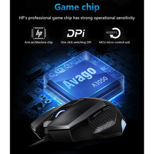 HP G200 Backlit USB Wired Gaming Mouse, Customizable Buttons up to 4000 DPI