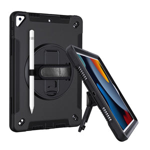 Rugged Shock and Drop Resistant 360 Rotating Casing for iPad 10.2 / iPad 10.9 Gen 10 / iPad 10.9 Air 4/5 w/ Strap black