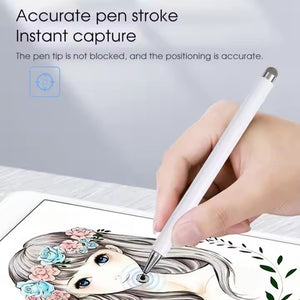 Universal Smart Tablet Phone Touch Pen  Capacitive Stylus Disk Silicone 2-in-1 dual Purpose Stylus JB02 White for IOS and Android Device
