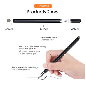 Universal Smart Tablet Phone Touch Pen  Capacitive Stylus Disk Silicone 2-in-1 dual Purpose Stylus JB02 White for IOS and Android Device