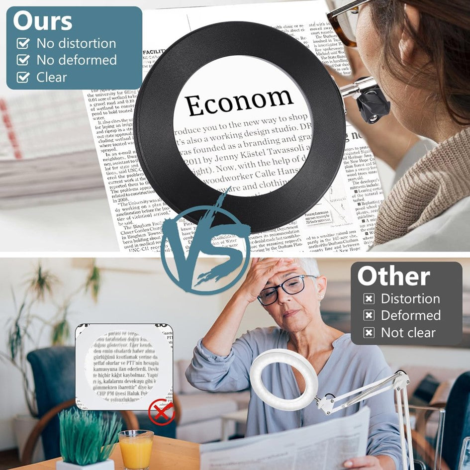LED Desktop Magnifier 5X Magnification with Light , Adjustable Swing A ...