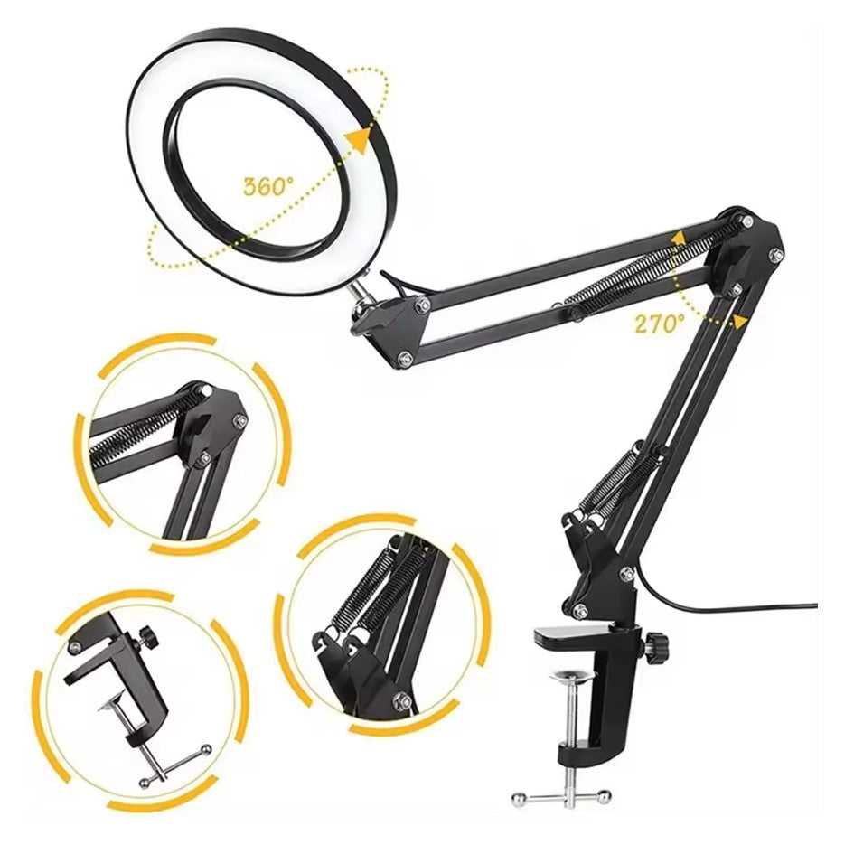 LED Desktop Magnifier 5X Magnification with Light , Adjustable Swing A ...
