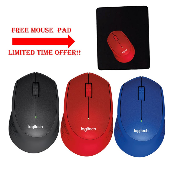 Logitech M331 Wireless Silent Mouse Black / Blue/ Red [ GET FREE Mouse PAd ]