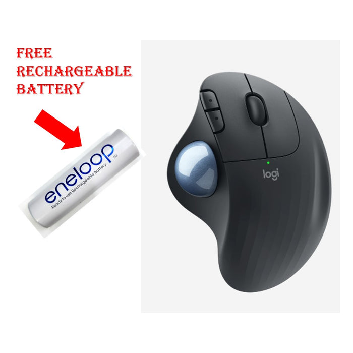 Logitech Ergo M575  Wireless Trackball Mouse For Business Graphite: 910-006222 [Promo with FREE Rechargeable Battery ]