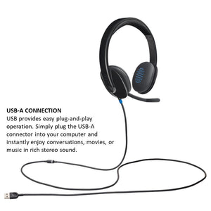 Logitech Stereo Headset H540 USB with High-Definition sound & on ear control Computer Headset PN: 981-000482