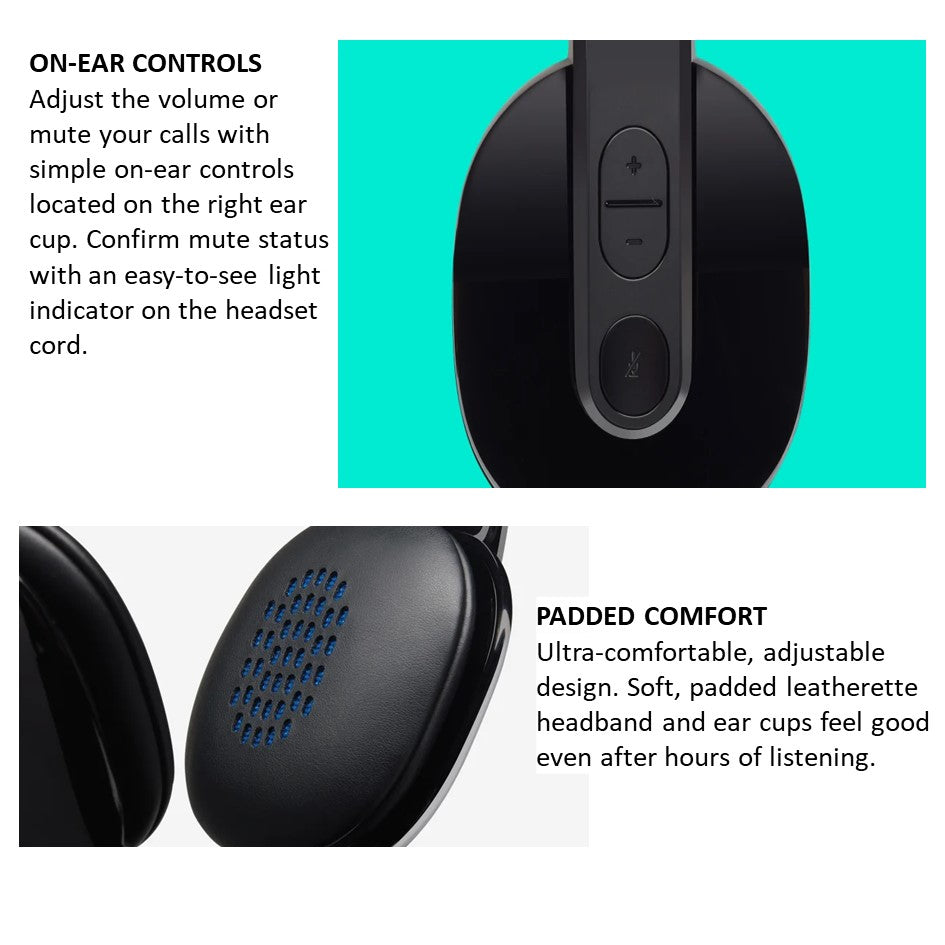 Ear Control Define Logitech Stereo Headset H540 USB with High-Definition sound & on ear c ...