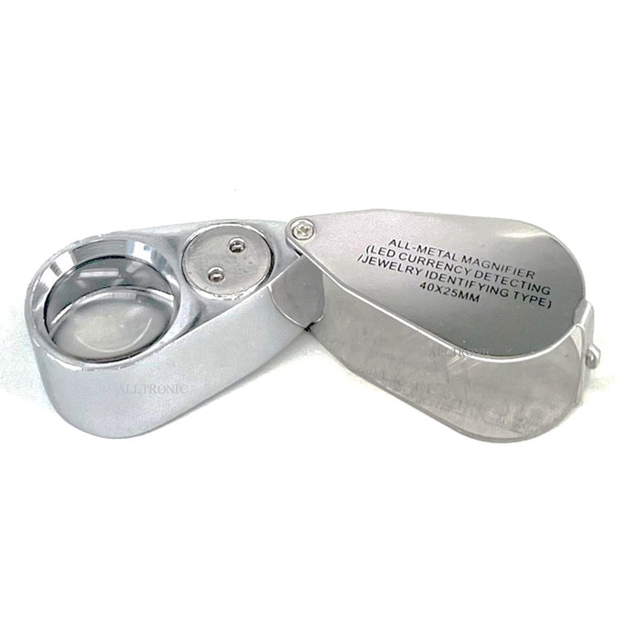 LED's + UV Magnifier / Magnifying Glass 40x / 25mm Jewel Loupe / Currency Detecting  Magnifier