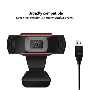 USB Webcam 720p with Tripod-ready universal clip fits laptops, LCD or monitors