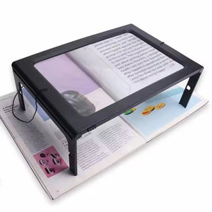 Magnifying Glass, Book Magnifier Full Page Hands Free 3X LED Page Magnifier for Elder, Foldable Lighted Magnifier for ReadingHands Free 3x Mat and Neck Cord MF216