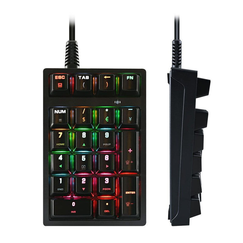 Keypad Computer Digital Mechanical USB Wired Numeric Keypad with LED Backlit and Calculator Fu ...